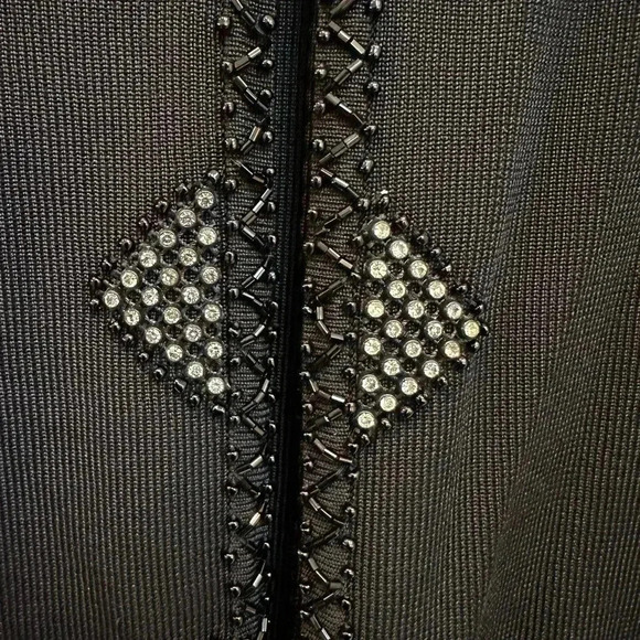 Vintage BCBGMAXAZRIA Y2K Beaded Crystal Sequin Formal Cardigan Plus Size 2X - Picture 5 of 9